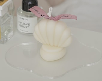 Mini candela a conchiglia - Accogliente decorazione per la casa Casa sulla spiaggia Candela a conchiglia Accessorio da scrivania Espositore da parete Bomboniera estetica da sogno, regalo per lei