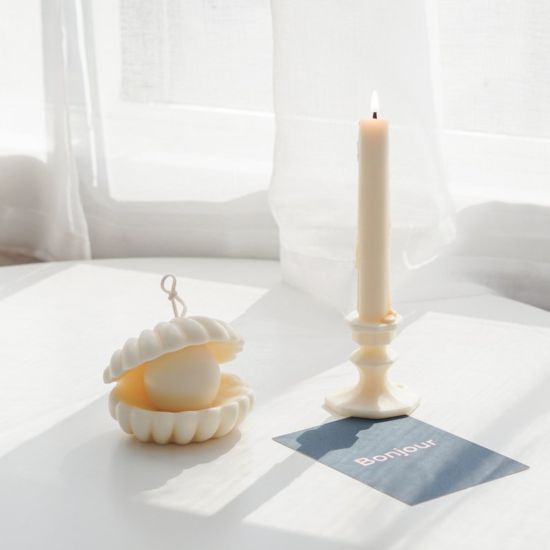 Shell Pearl Candle Soy Wax Candle Seashell Shell Candle Etsy
