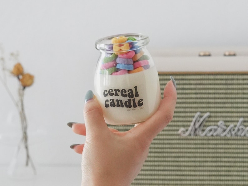 Cereal Candle Fruit Loops Dessert Lovers Gift For Her Fruity Rings Cute Fun Sweet Retro Birthday Bridesmaid Kawaii Aesthetic Wedding Favor image 2