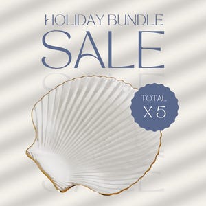 5 x Clear Shell Tray - Bundle Wholesale Gift Order, Gold Anniversary Vanity Jewelry Tray for Soap Dish Candle Aesthetic Holiday Christmas