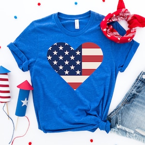 American Flag Heart Shirt, Flag Heart Shirt, Patriotic Shirt, USA Shirt, Women&#39;s American Flag Shirt, 4th of July Shirt, July 4th Shirt