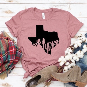 Texas T-Shirt, Texas Map Shirt, Texas Kaktus Geschenk, Desert Tee, Home State Top, Texas Home Shirts, Home State T-Shirt, Texas Damen Shirt