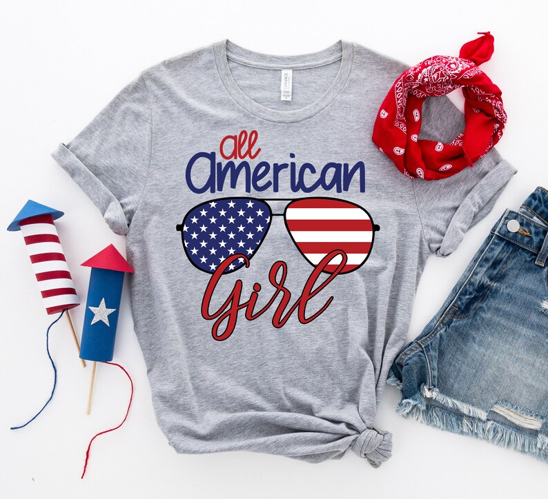 All American Girl 4th of July USA America Flag Cute | Etsy