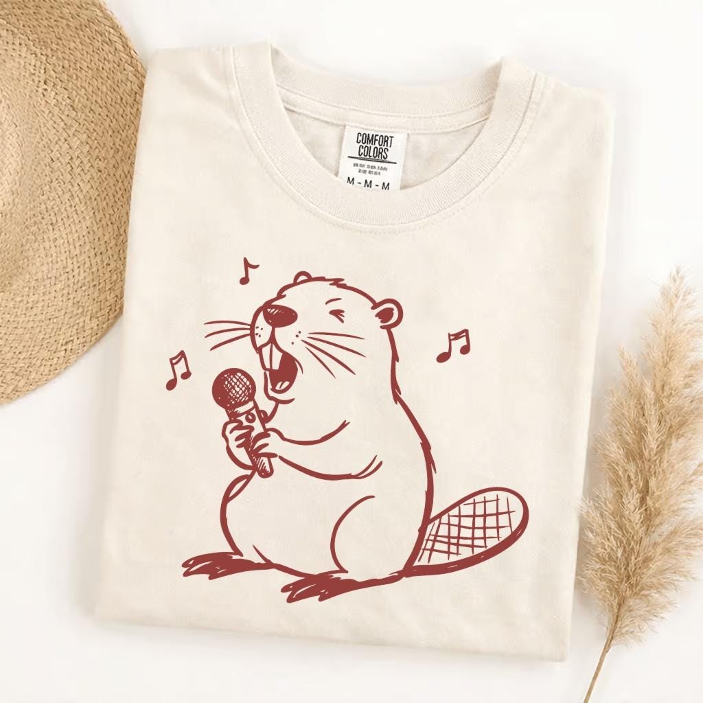 Comfort Colors Singing Beaver T Shirt, Funny Beaver Graphic Tee, Retro ...