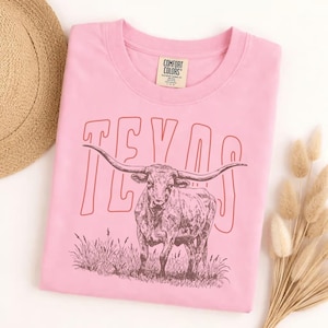 Comfort Colors Texas Longhorn T-Shirt, Retro Texas State Tee, Austin Souvenir, Unisex Gameday Shirt, Hook Em Horns, Texas Pride Gift image 6