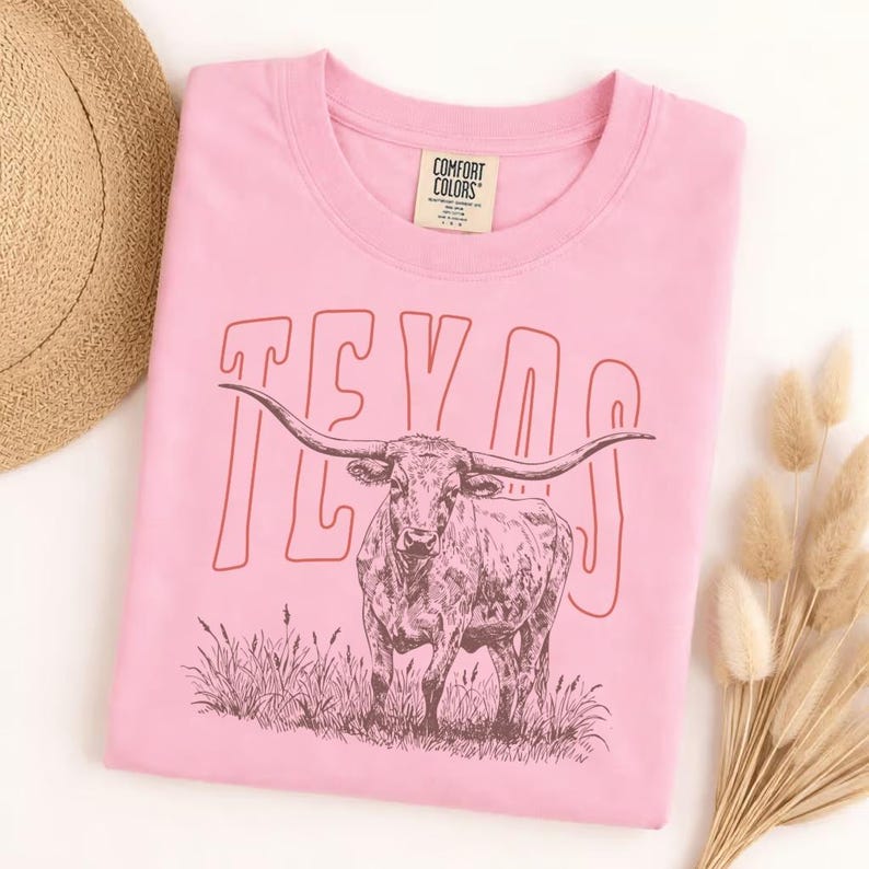 Comfort Colors Texas Longhorn T-Shirt, Retro Texas State Tee, Austin Souvenir, Unisex Gameday Shirt, Hook Em Horns, Texas Pride Gift image 6