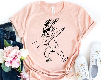 Rabbit dab T-shirt, Easter Bunny Shirt, Gift For Her, Bunny Shirt, Spring T-shirt, Easter T-shirt, Animal Shirt, Bunny gifts, Nature Shirt