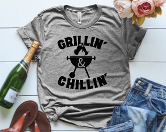 Grillin Chillin T Shirt, Womens Barbecue Cooking Tshirt, Mothers Day Gift, Funny Shirt, Summer Shirts, Grillin and Chillin Shirt, Mom Shirts