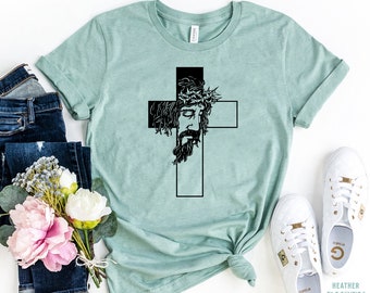 Jesus T-shirt, Christian Shirt, Vertical Cross, Religious Shirt, Faith tee, Love Shirt, Jesus Cross, Family T-Shirt, Church, Grace T-shirt