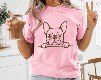 Comfort Colors French Bulldog T-Shirt, Cute Frenchie Dog Lover Tee, Pet Owner Gift, Dog Mom Shirt, Vintage Wash Graphic Tee, Comfy Dog Shirt