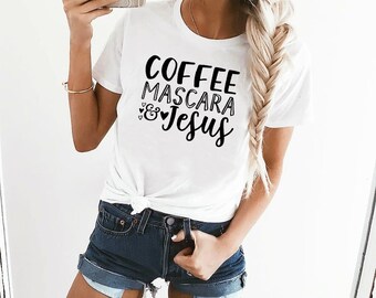 Café mascara et jésus t-shirt café chemise mascara t-shirt foi chemise femme top graphique top tee mignon jésus chemise chritian