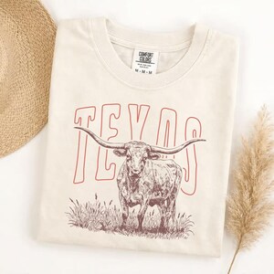 Comfort Colors Texas Longhorn T-Shirt, Retro Texas State Tee, Austin Souvenir, Unisex Gameday Shirt, Hook Em Horns, Texas Pride Gift image 8