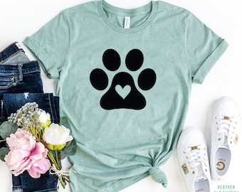 Paw T-shirt, Paw Print Shirt, Pet Tee, Dog Shirt, Dog Lover T Shirt, Cute Shirts for Women, Dog Mom shirt, Cute Dog Shirt, Dog Owners Gifts