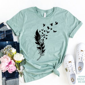 Feather Birds Shirt, Bird T-Shirt, Feather T-Shirt, Summer shirt, Bird lover tee, Weekends Shirt, Free Spirit Shirt, Cute gift for friend