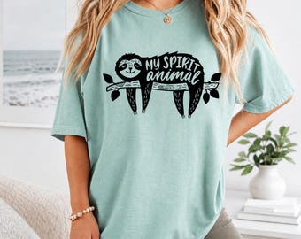 Sloth Shirt, Sloth Spirit Animal Tee, Pastel Shirt, Adorable Sloth Shirt, Gift For Mom, Mother's Day Gift, Gift For Friend, Cute Girl Gift