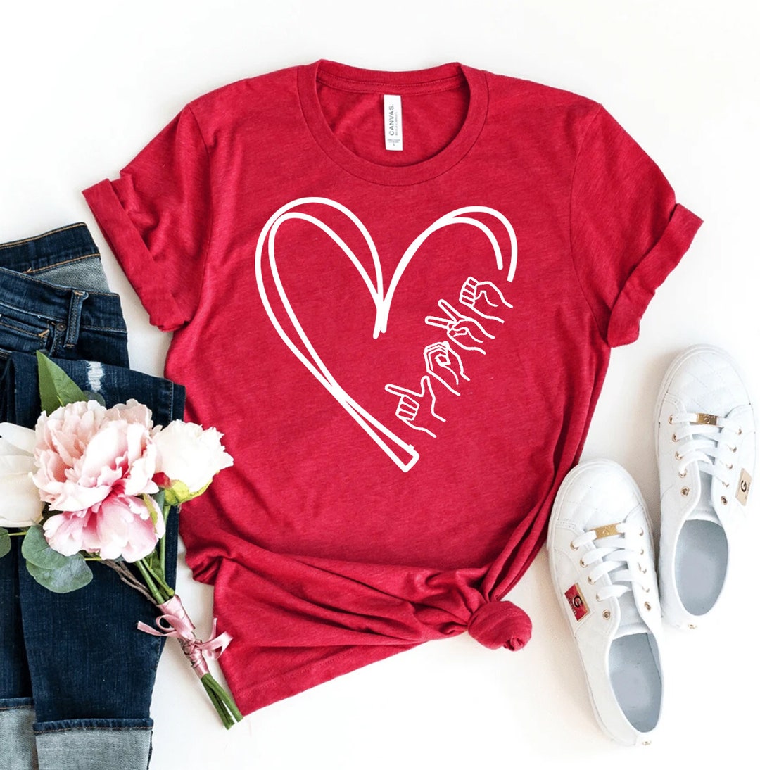 Valentines ASL Shirt, I Love You Sign T-shirt, Valentine's Day Shirt ...