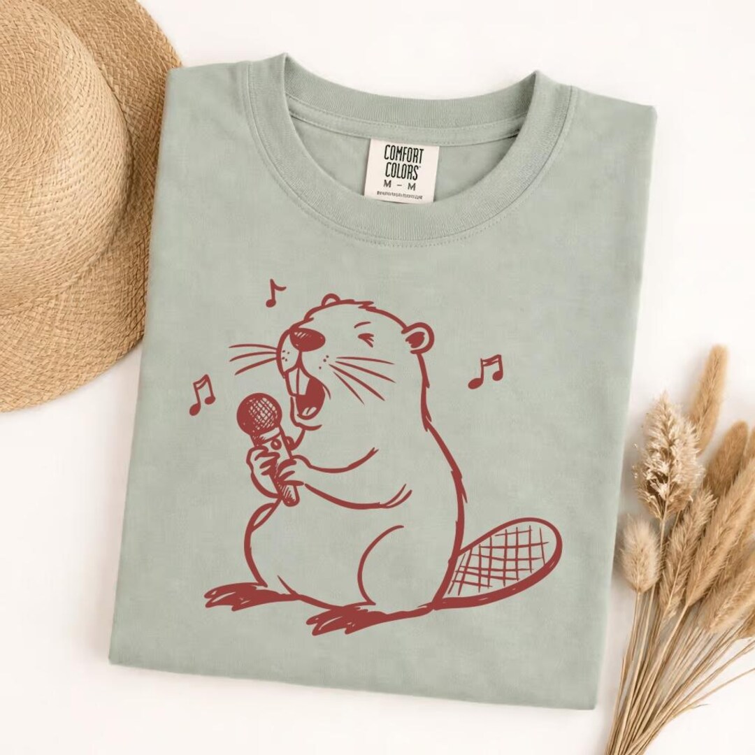 Comfort Colors Singing Beaver T Shirt, Funny Beaver Graphic Tee, Retro ...