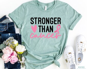 Stronger Than Cancer, Cancer T-Shirt, Cancer Survivor Shirt, Breast Cancer T-Shirt, Warrior shirt, Cancer Ribbon Tee, Fighter tee, Survivor