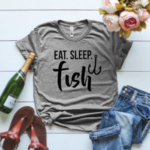 Eat Sleep Fish T-Shirt, Fishing Shirt, Eat Sleep Funny Shirt, Men&#39;s Fishing Shirt, Hunting Fish T Shirt, Fisherman T-Shirt, Gift For Him