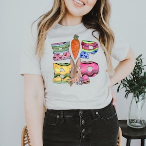 Hip Hop T-shirt, Religious Top, Carrot Shirt, School Gift, Bunny Tshirt, Rabbit Tee, Family Shirts, Christian Tshirt, Women&#39;s Church Shirt