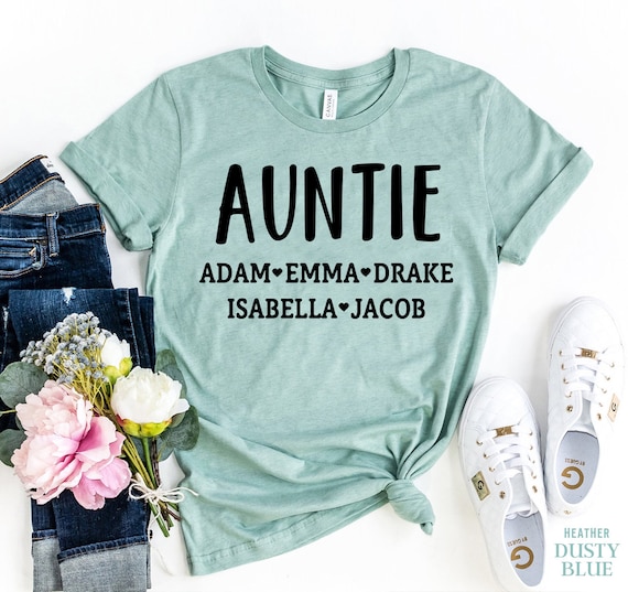Personalized Aunt Shirt, Christmas Gift for Aunt, Aunt Shirt with Kids Names, Auntie T-shirt, Kids Names Shirt, Aunt Life Tshirt, Cute Gift