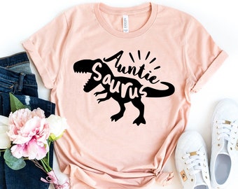 Auntie Saurus Shirt, Aunt Shirt, Dinosaur T-shirt, Mothers Day Gift Aunt, Pregnancy Announcement Tee, Stegosaurus Tshirt, Cute Gift for Aunt