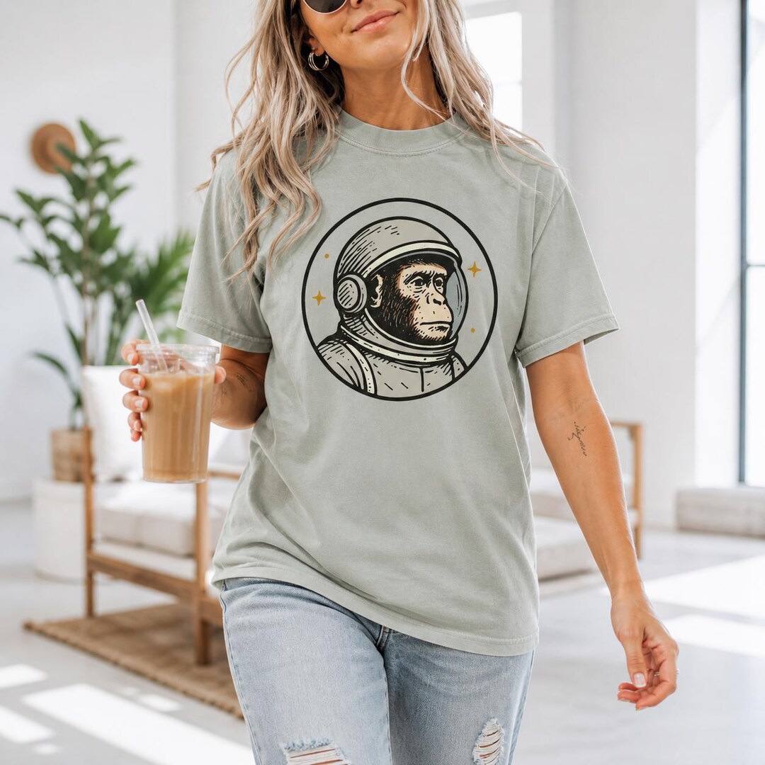 Comfort Colors Astronaut Chimpanzee T-shirt, Space Chimp Tee