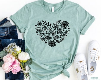 Flower T-shirt, Floral Shirt, Garden Shirt, Nature lover Shirt, Wildflower Tshirt, Botanical Tee, Gardening shirt, Boho Tshirt, Gift for her