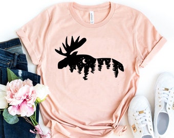 Moose Tshirt, Wildlife Shirt, Nature Tee, Camping shirt, Alaska Shirt, Moose Lover Gift, Animal TShirt, Hiking Shirt, Hunting Tee, Cute Gift