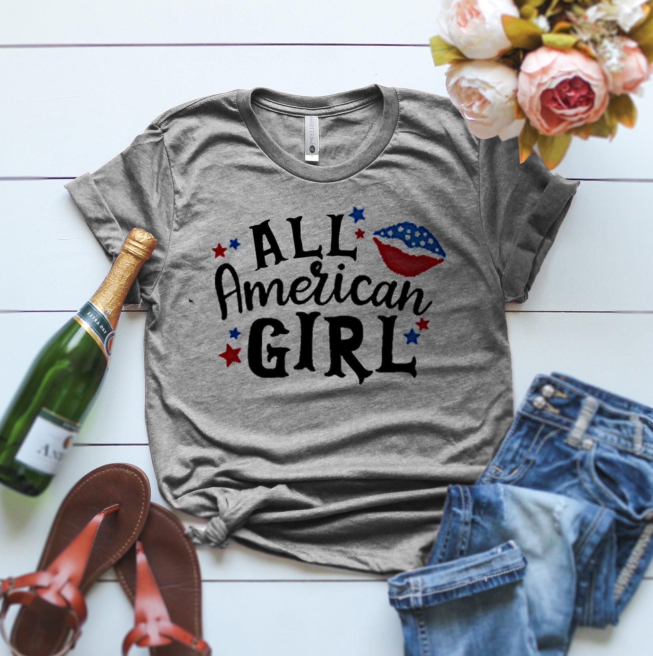 All American Girl T Shirt 4th of July Shirt Patriotic T | Etsy