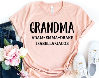 Grandma Shirt, Custom Shirt For Grandma, Christmas Gift For Grandma, Grandma Shirt With Grandkids Names, Custom Family Tshirt, Nana T-shirt