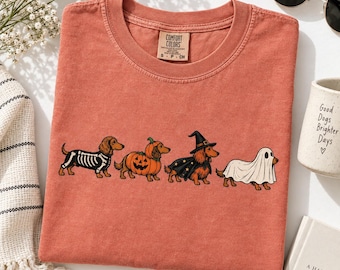 Halloween Dachshund Shirt, Wiener Dog Shirt, Dachshund Halloween Tee, Spooky Dog Shirt, Comfort Colors Dachshund Tee