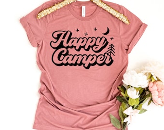Happy Camper T-shirt, Campers Shirt, Adventure Top, Nature Lover Gift, Travel Shirt, Hiking Tshirt, Camping Life Tee, Happy Camper Shirt