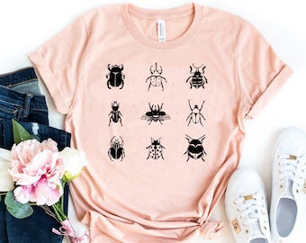 The Beetles Shirt, Entomology Shirt, Biology Shirt, Bug Tshirt, Nature Lover Gift, Insect Print, Insect Gift, Vintage Print, Women's Tee