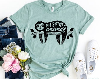 Sloth Shirt, Sloth Spirit Animal Tee, Pastel Shirt, Adorable Sloth Shirt, Gift For Mom, Mother's Day Gift, Gift For Friend, Cute Girl Gift