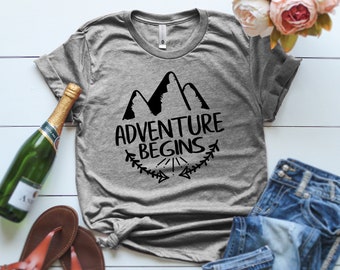 Adventure Begins T-Shirt, And so the adventure begins shirt, The Adventure Begins Shirt, Adventure T Shirt, Hiking Shirt, Montain T-Shirt