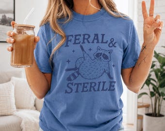 Comfort Colors Feral & Sterile Raccoon T-Shirt Funny Trash Panda Tee Spay Neuter Wildlife Rescue Animal Lover Gift