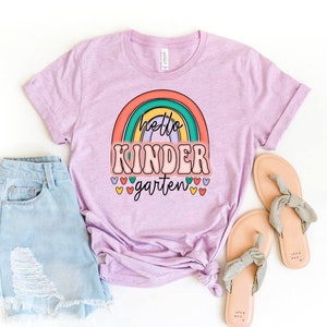 Hello Kinder Garden T-shirt, Rainbow Kinder Garten Shirt, Kindergarten Teacher Gift, School Tee, Preschool Top, First Day Of School T-shirt