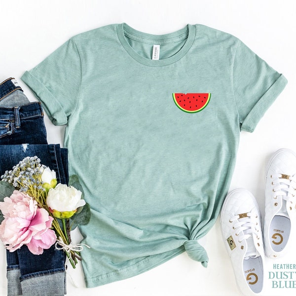 Watermelon Pocket Tee, Funny Fruit T-shirt, Summer Tshirt, Boho Watermelon, Cute Watermelon Shirt, vacation shirt, Cute Gift for Friends