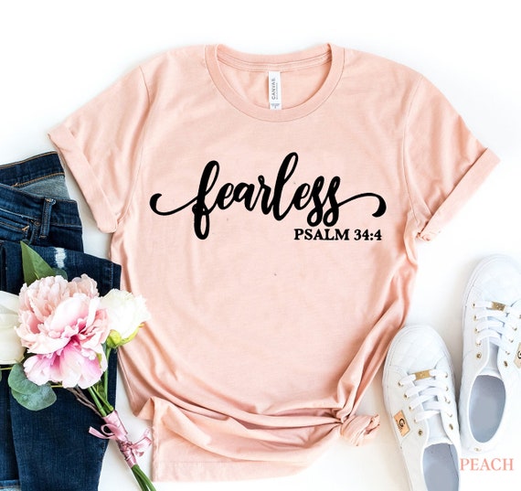 Retro Vintage Fearless In Psalm 34:4 Tshirt For Christians Retro Vintage Fearless In Psalm 34:4 Tshirt For Christians