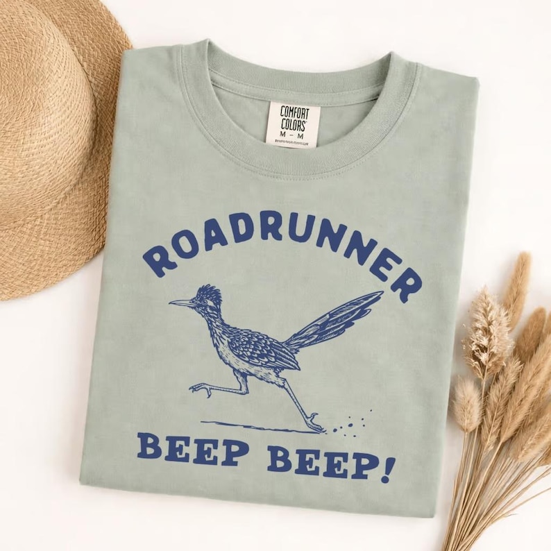 Comfort Colors Roadrunner Beep Beep T-Shirt, Vintage Western Bird Lover Gift, Funny Racing Graphic Tee, Soft Washed Unisex Top image 8