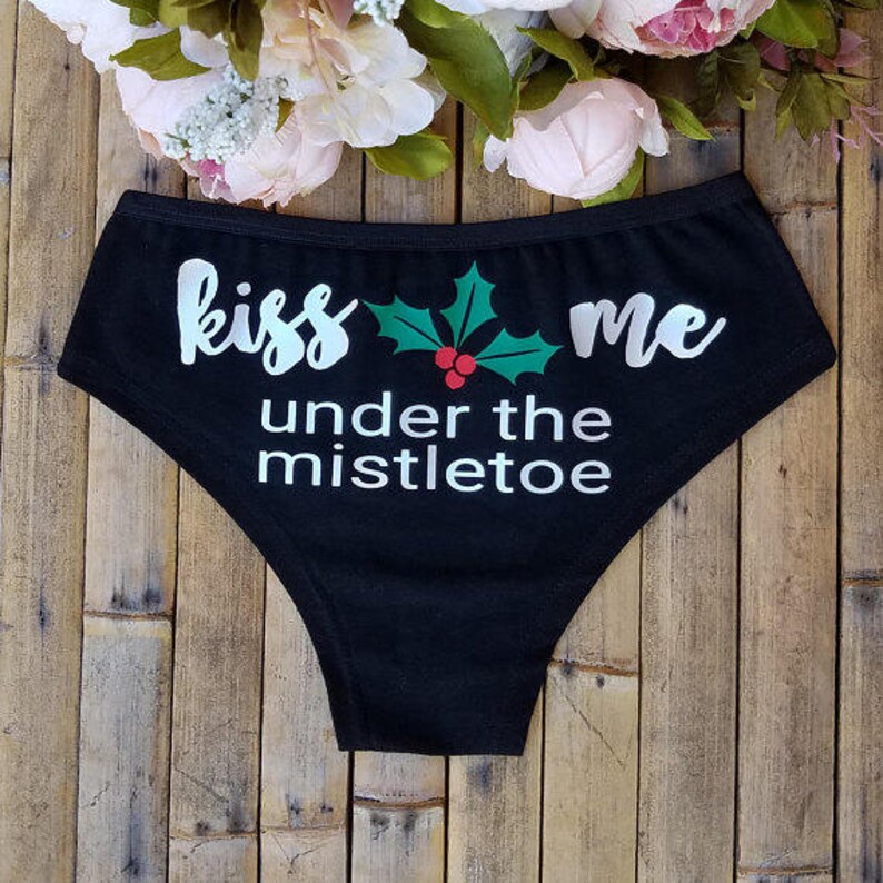 Personalized Lingerie Kiss Me Under the Mistletoe Panties | Etsy