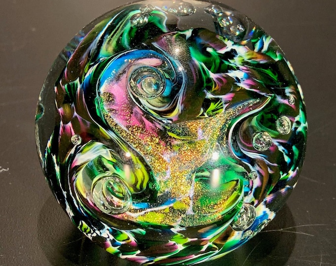 Northern Lights-RD / Hand Blown Glass Paperweights
