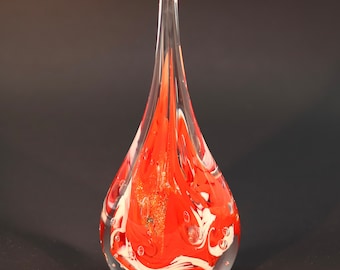 Clouds Rest Coral Red -TD / Handblown Glass Paperweights