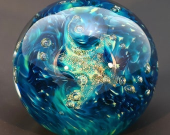 Ocean Tides-RD / Handblown Glass Paperweights