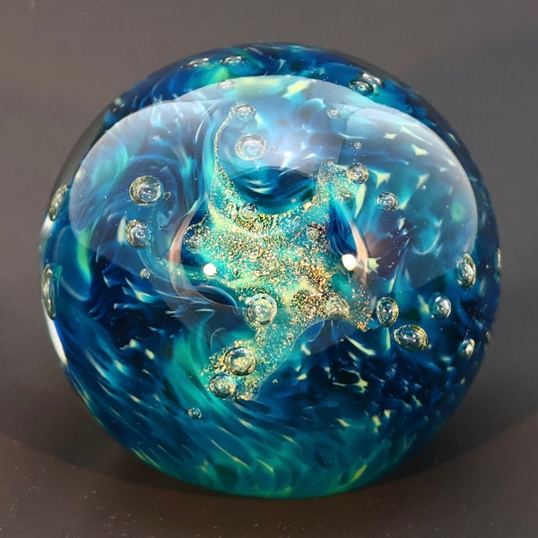 Ocean Tides-RD / Handblown Glass Paperweights