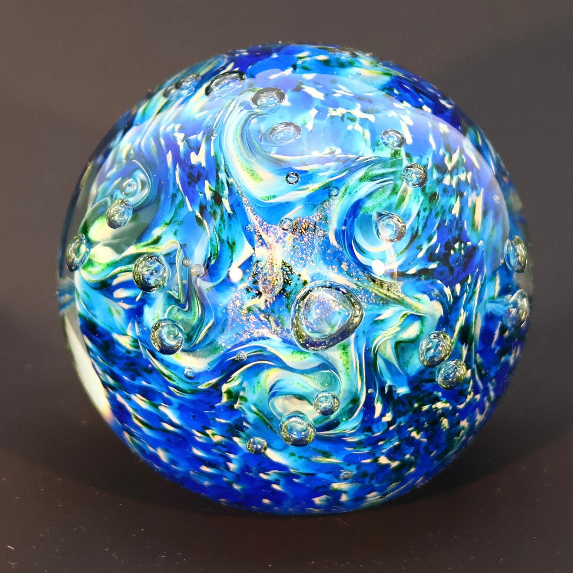 Arctic Waves-RD / Handblown Glass Paperweights
