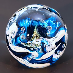 Clouds Rest Turquoise -RD / Handblown Glass Paperweights