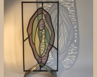 Stained glass, vulva, recycled glass