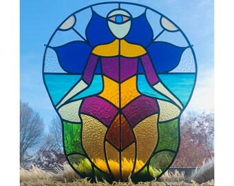 Stained glass window, yoga, spiritual